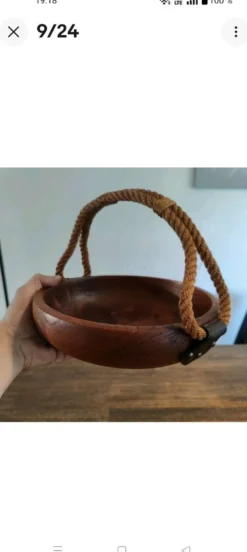 Adrien Audoux Et Frida Minet rare Corbeille en Chêne massif et Cordage
