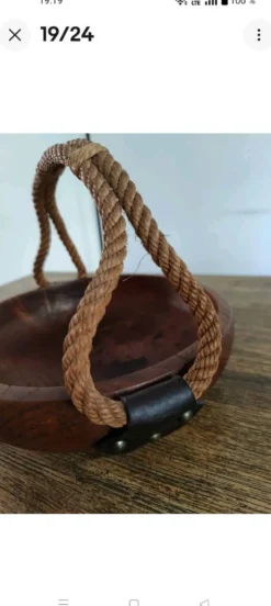 Adrien Audoux Et Frida Minet rare Corbeille en Chêne massif et Cordage