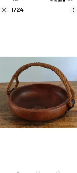 Adrien Audoux Et Frida Minet rare Corbeille en Chêne massif et Cordage