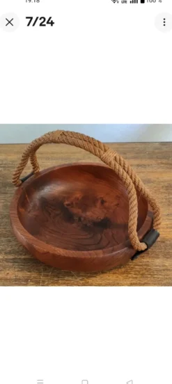 Adrien Audoux Et Frida Minet rare Corbeille en Chêne massif et Cordage
