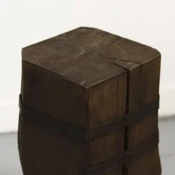 Ancien bloc de découpe en chêne primitif Wabi Sabi
