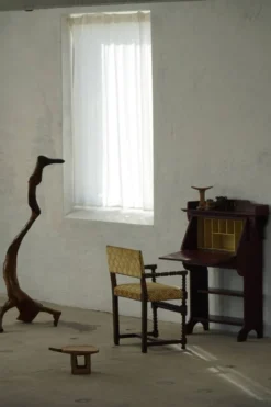 Ancien bureau secrétaire peint à façade tombante, Skønvirke danois, début du 20e siècle