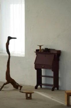 Ancien bureau secrétaire peint à façade tombante, Skønvirke danois, début du 20e siècle