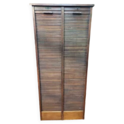 Ancien classeur a rideaux double en chêne, 196×87cms de H