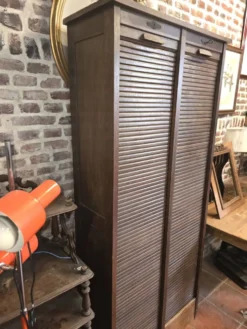 Ancien classeur à rideaux double en chêne
