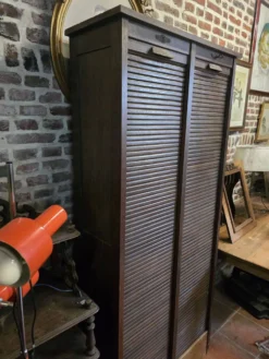 Ancien classeur à rideaux double en chêne