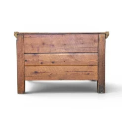 Ancien coffre à couvertures / coffre de rangement / bois de pin