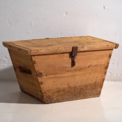Ancien coffre de rangement en marron naturel (c.1920) #76