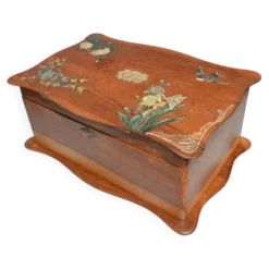 Ancien coffret peint/boîte à ouvrages/bijoux monogrammé CL