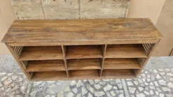 Ancien comptoir de boutiquier en teck birman