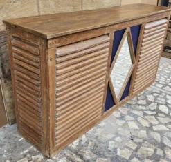 Ancien comptoir de boutiquier en teck birman