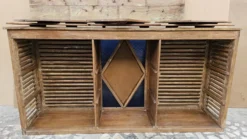 Ancien comptoir de boutiquier en teck birman