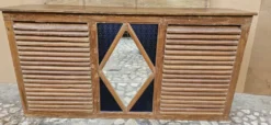 Ancien comptoir de boutiquier en teck birman