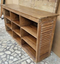 Ancien comptoir de boutiquier en teck birman