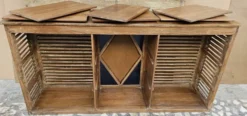 Ancien comptoir de boutiquier en teck birman