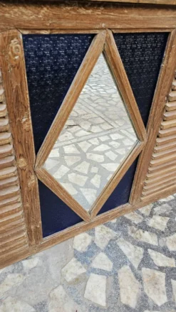Ancien comptoir de boutiquier en teck birman