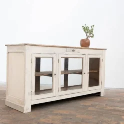 Ancien comptoir vitrine en bois peint – début XXe siècle