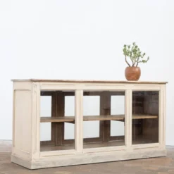 Ancien comptoir vitrine en bois peint – début XXe siècle