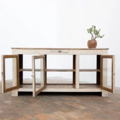 Ancien comptoir vitrine en bois peint – début XXe siècle