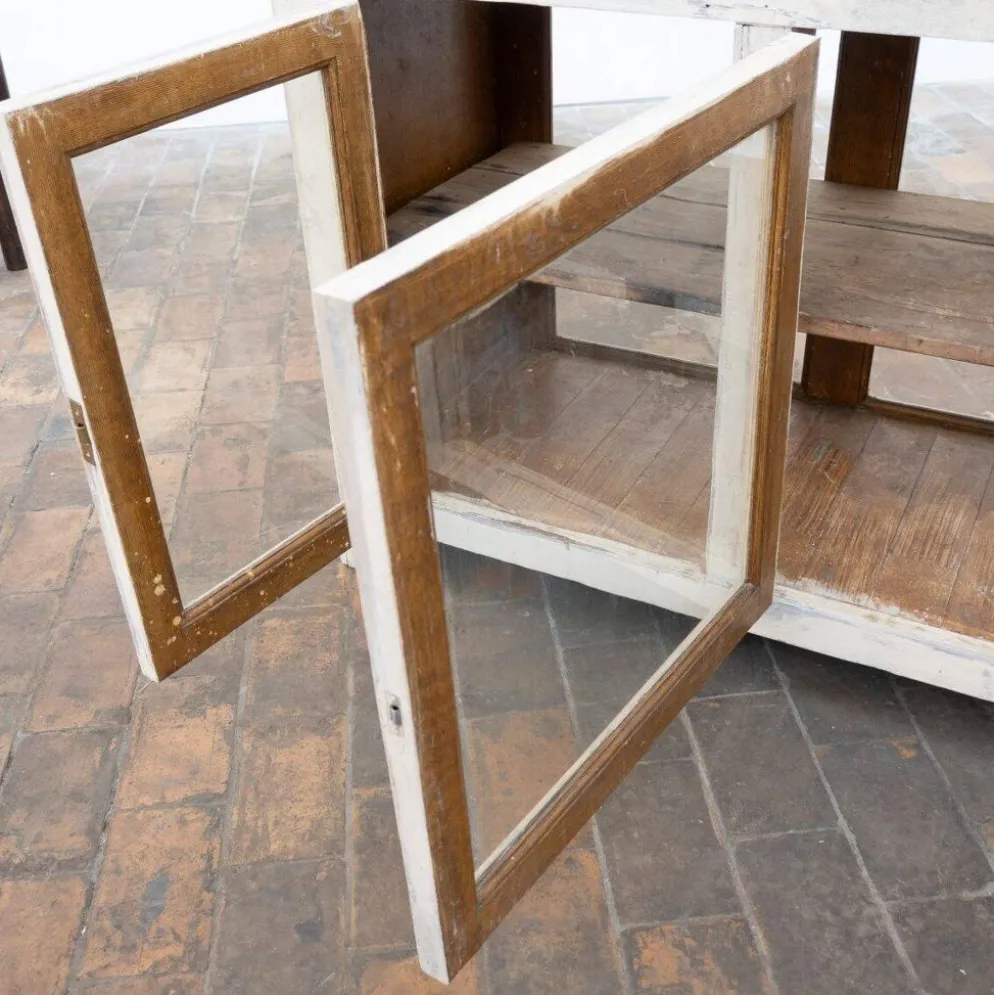 Ancien comptoir vitrine en bois peint – début XXe siècle