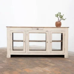 Ancien comptoir vitrine en bois peint – début XXe siècle