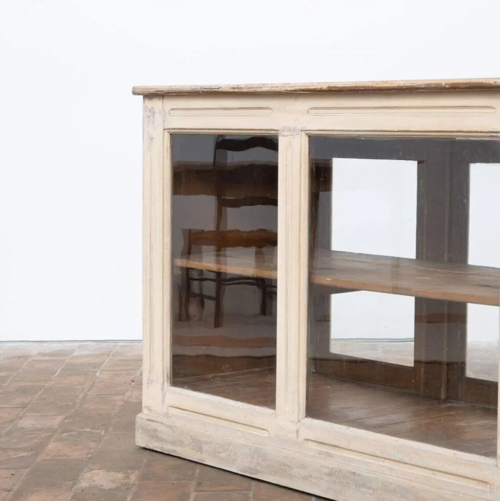 Ancien comptoir vitrine en bois peint – début XXe siècle