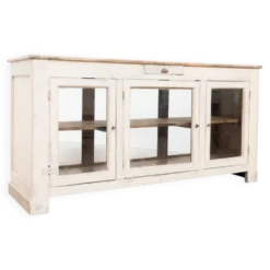 Ancien comptoir vitrine en bois peint – début XXe siècle