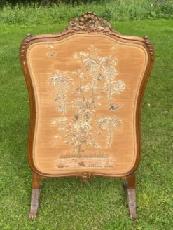 Ancien écran de cheminée XIX ème décor japonisant