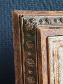 Ancien Dessous de Plat en Céramique Italienne et Cadre Bois
