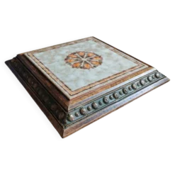 Ancien Dessous de Plat en Céramique Italienne et Cadre Bois