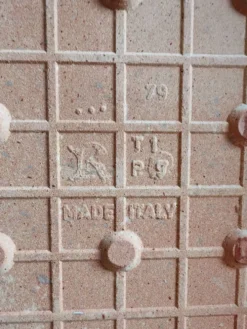 Ancien Dessous de Plat en Céramique Italienne et Cadre Bois