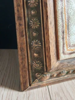 Ancien Dessous de Plat en Céramique Italienne et Cadre Bois