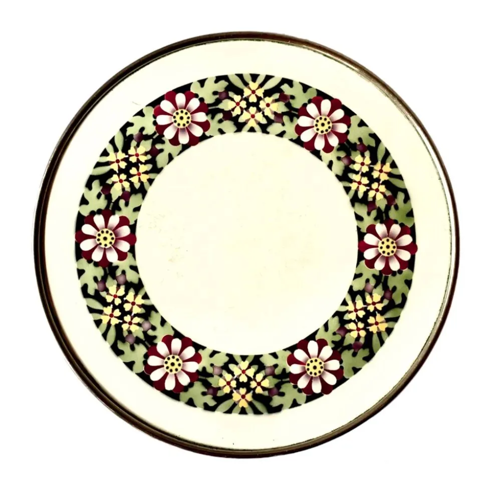 Ancien dessous de plat en céramique - décor floral