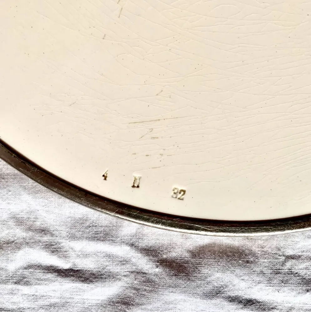 Ancien dessous de plat en céramique - décor floral