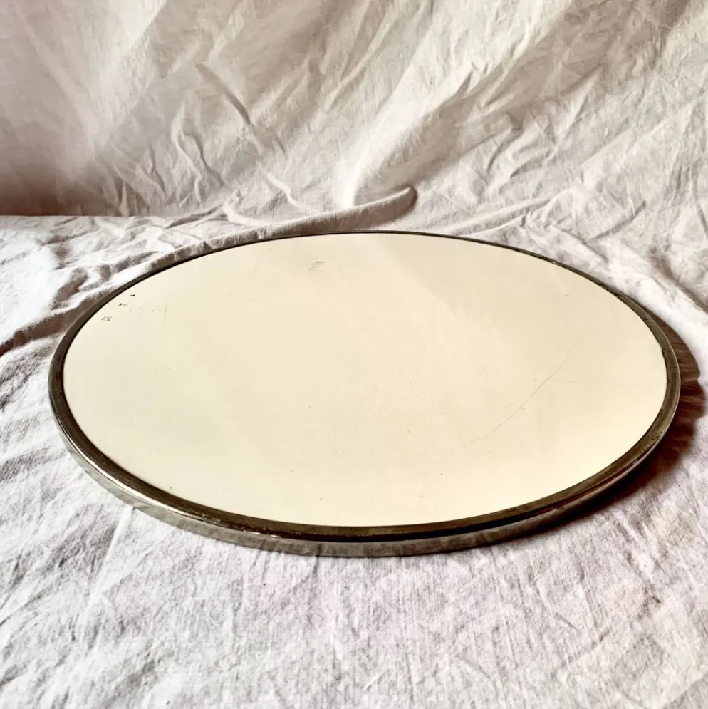 Ancien dessous de plat en céramique - décor floral