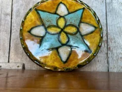 Ancien Dessous De Plat Style VALLAURIS Céramique Multicolore Made France #B774