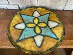 Ancien Dessous De Plat Style VALLAURIS Céramique Multicolore Made France #B774