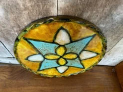 Ancien Dessous De Plat Style VALLAURIS Céramique Multicolore Made France #B774