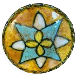 Ancien Dessous De Plat Style VALLAURIS Céramique Multicolore Made France #B774