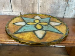 Ancien Dessous De Plat Style VALLAURIS Céramique Multicolore Made France #B774