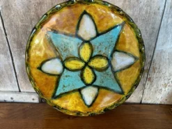 Ancien Dessous De Plat Style VALLAURIS Céramique Multicolore Made France #B774