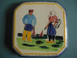 ancien dessous plat faïence Pornic La Rochelle table vintage trivet