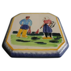 ancien dessous plat faïence Pornic La Rochelle table vintage trivet