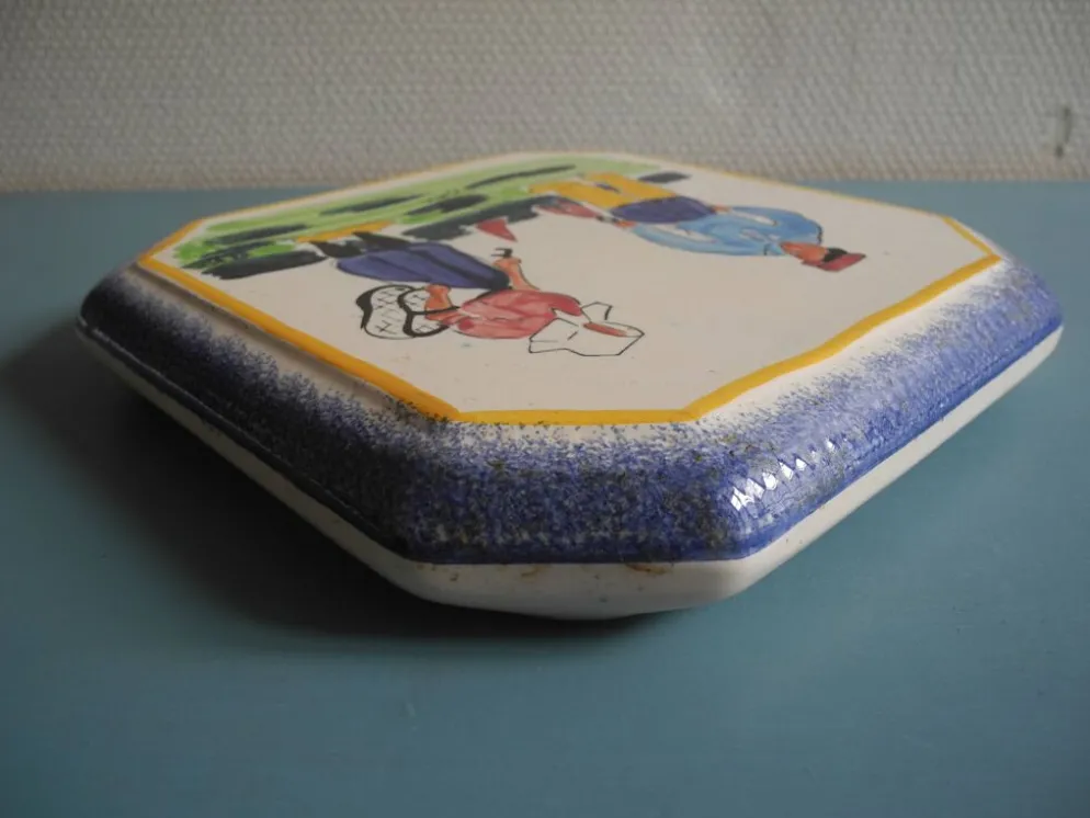 ancien dessous plat faïence Pornic La Rochelle table vintage trivet