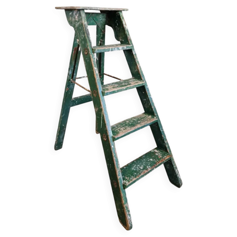 Ancien escabeau atelier peinture