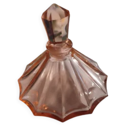 Ancien flacon de parfum vintage art déco en magnifique verre rose