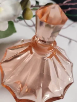 Ancien flacon de parfum vintage art déco en magnifique verre rose