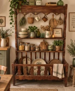 Ancien égouttoir à fromage en bois – meuble de métier vintage