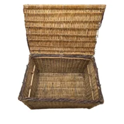 Ancien grand panier en osier français, première moitié du XXe siècle