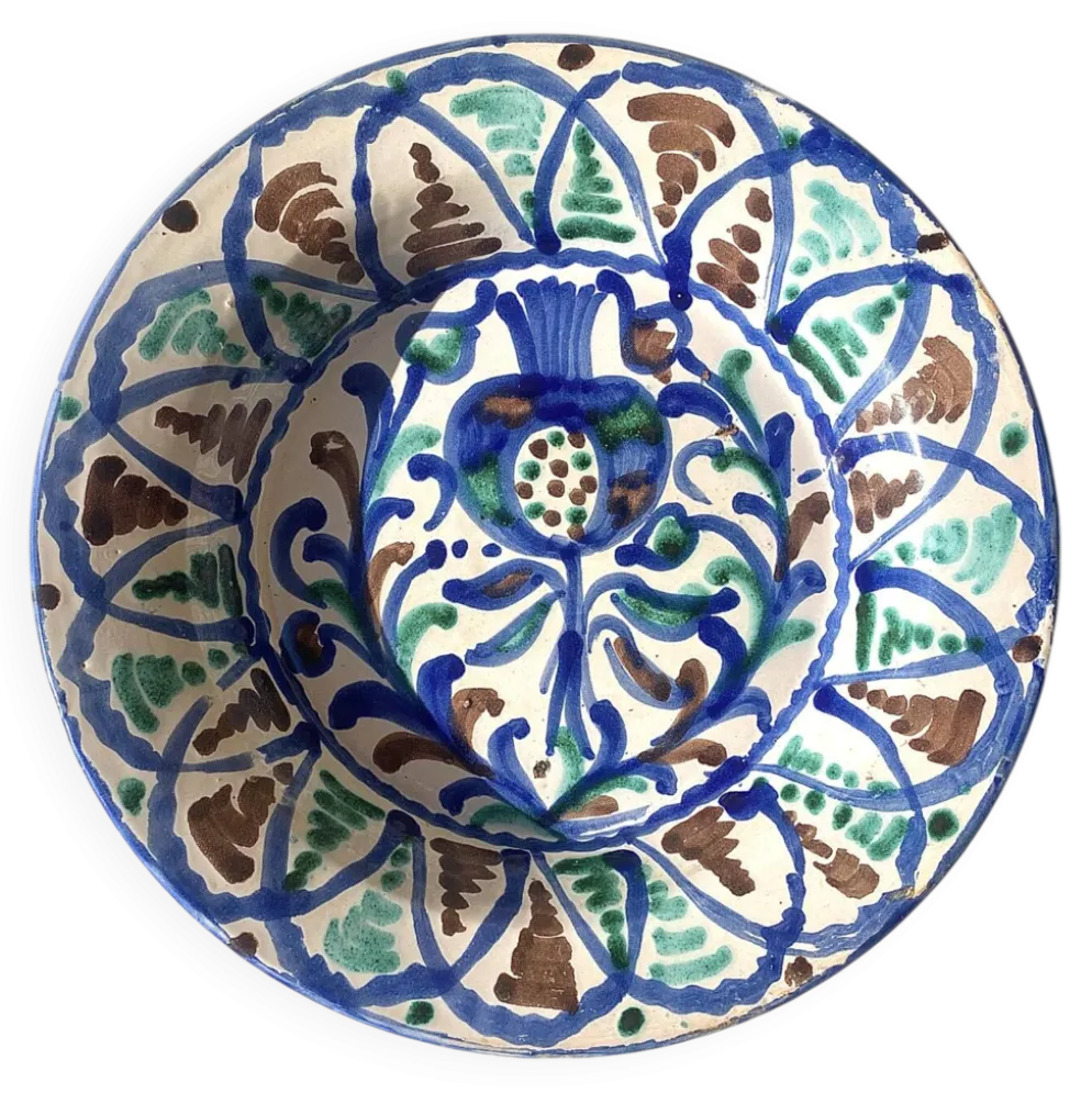 Ancien grand plat en faïence fajalauza